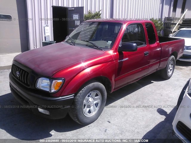 5TEVL52NX1Z802642 - 2001 TOYOTA TACOMA XTRACAB RED photo 2