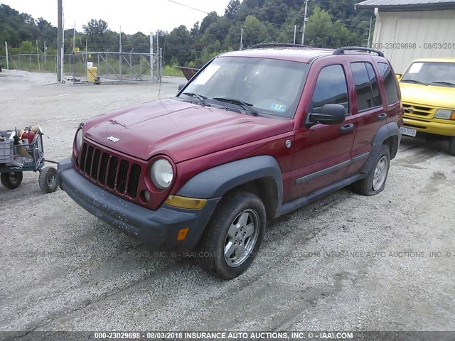 1J4GL48K27W695005 - 2007 JEEP LIBERTY SPORT BURGUNDY photo 2