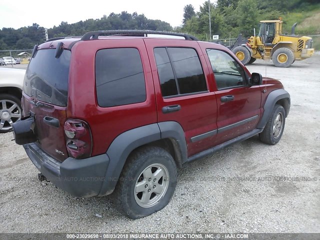 1J4GL48K27W695005 - 2007 JEEP LIBERTY SPORT BURGUNDY photo 4