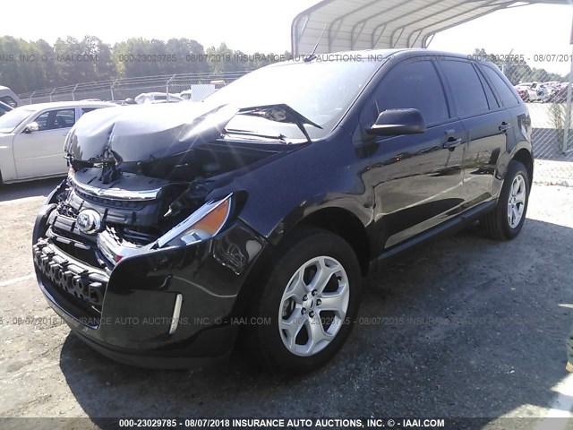 2FMDK3JC5EBA14404 - 2014 FORD EDGE SEL BLACK photo 2