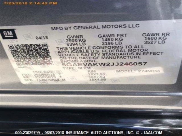 5GAEVAKW2JJ246057 - 2018 BUICK ENCLAVE ESSENCE 灰色 照片 11