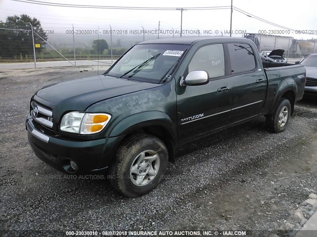 5TBDT44184S434536 - 2004 TOYOTA TUNDRA DOUBLE CAB SR5 GREEN photo 2