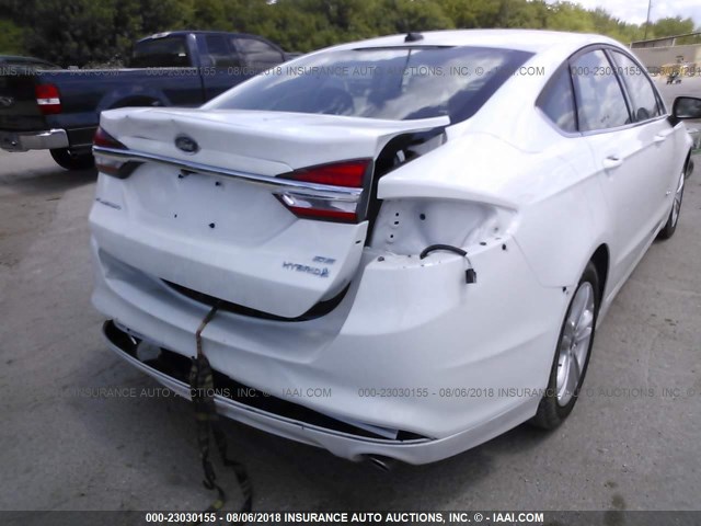 3FA6P0LU1JR248978 - 2018 FORD FUSION SE HYBRID WHITE photo 6