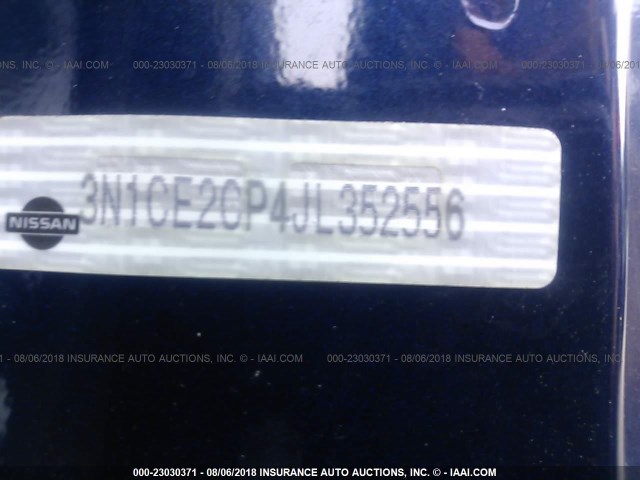 3N1CE2CP4JL352556 - 2018 NISSAN VERSA NOTE S/S PLUS/SV/SL/SR BLUE photo 9