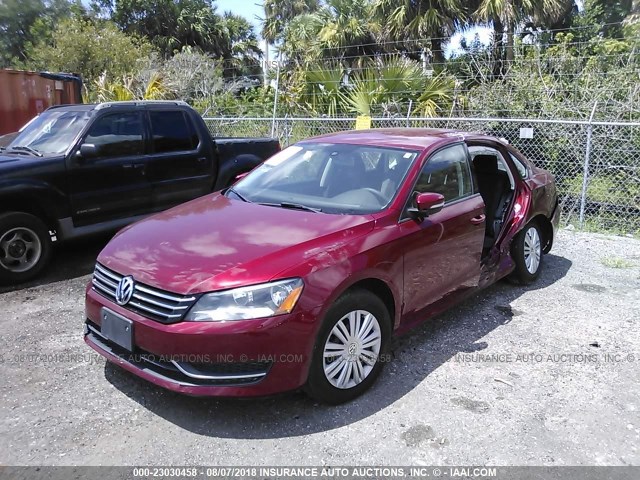 1VWAT7A34FC076645 - 2015 VOLKSWAGEN PASSAT S RED photo 2