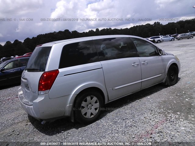 5N1BV28U24N325640 - 2004 NISSAN QUEST SILVER photo 4