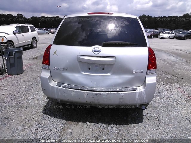 5N1BV28U24N325640 - 2004 NISSAN QUEST SILVER photo 6