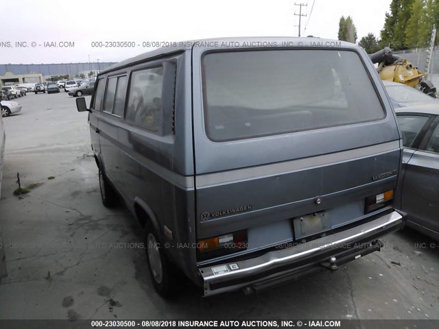 WV2YB0259HH066678 - 1987 VOLKSWAGEN VANAGON BUS BLUE photo 3