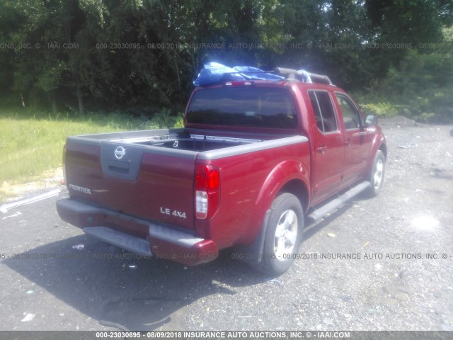 1N6AD07W96C475430 - 2006 NISSAN FRONTIER CREW CAB LE/SE/OFF ROAD RED photo 4