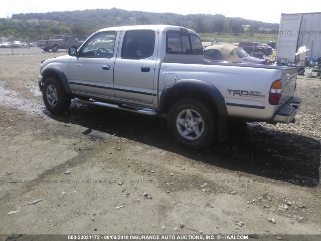 5TEGN92N72Z108924 - 2002 TOYOTA TACOMA DOUBLE CAB PRERUNNER SILVER photo 3