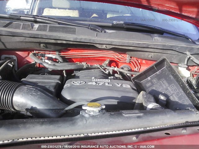 5TBRT54197S456769 - 2007 TOYOTA TUNDRA DOUBLE CAB SR5 Qırmızı foto 10