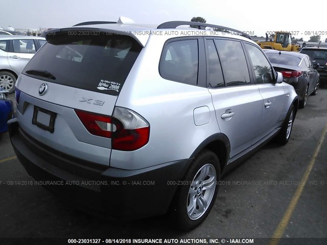 WBXPA934X4WA60729 - 2004 BMW X3 3.0I SILVER photo 4