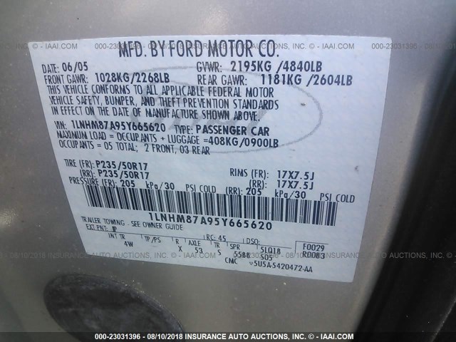 1LNHM87A95Y665620 - 2005 LINCOLN LS 银色 照片 9