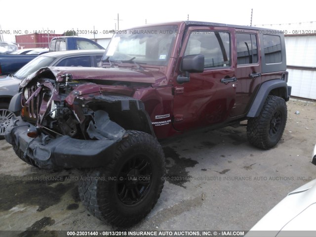 1J4BA3H16AL149995 - 2010 JEEP WRANGLER UNLIMITE SPORT MAROON photo 2