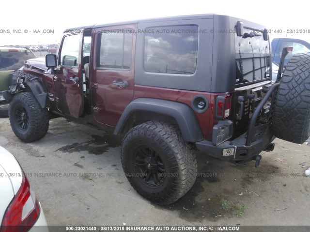 1J4BA3H16AL149995 - 2010 JEEP WRANGLER UNLIMITE SPORT MAROON photo 3