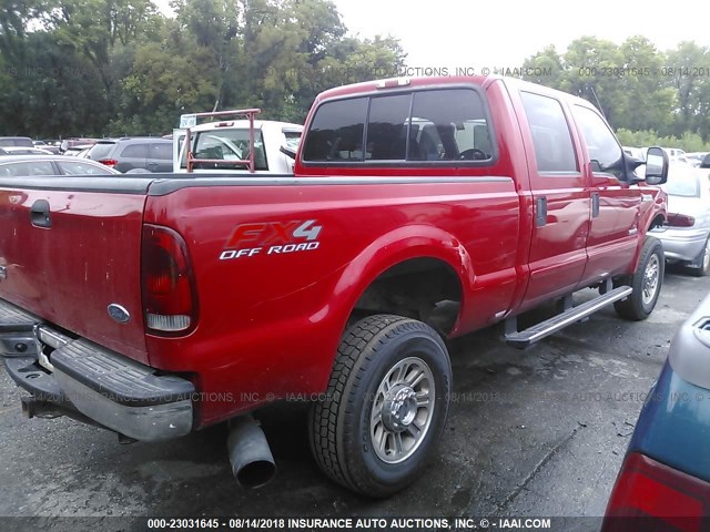 1FTWW31P57EA30212 - 2007 FORD F350 SRW SUPER DUTY RED photo 4