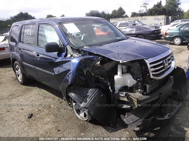 5FNYF4H2XEB050332 - 2014 HONDA PILOT LX BLUE photo 1