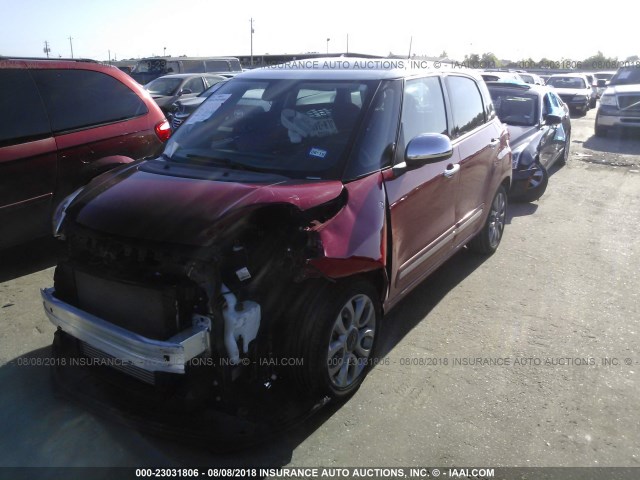 ZFBCFACHXHZ039143 - 2017 FIAT 500L LOUNGE RED photo 2