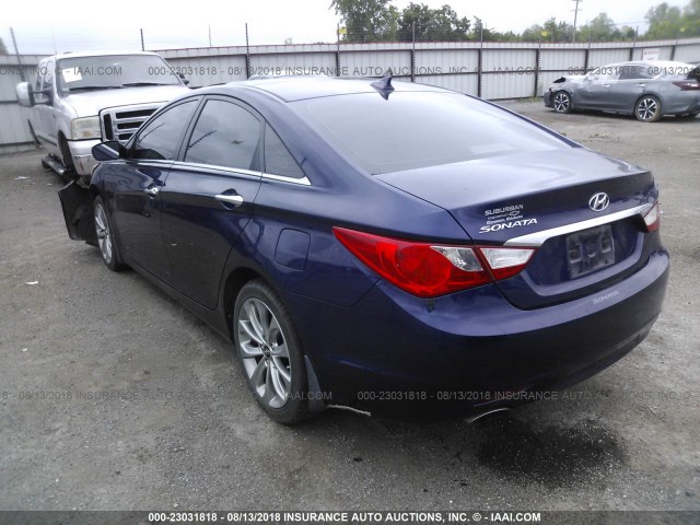 5NPEC4ACXDH678972 - 2013 HYUNDAI SONATA SE/LIMITED Dark Blue photo 3