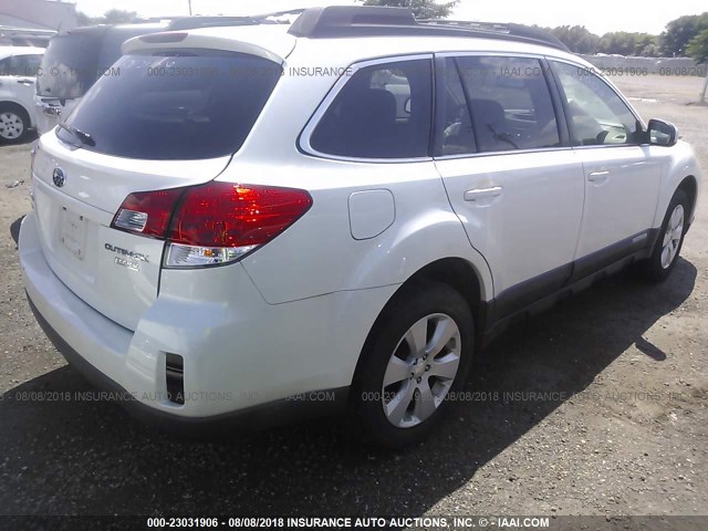 4S4BRBBC1A3327343 - 2010 SUBARU OUTBACK 2.5I PREMIUM WHITE photo 4