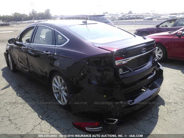 3FA6P0K90HR198842 - 2017 FORD FUSION TITANIUM BURGUNDY photo 3