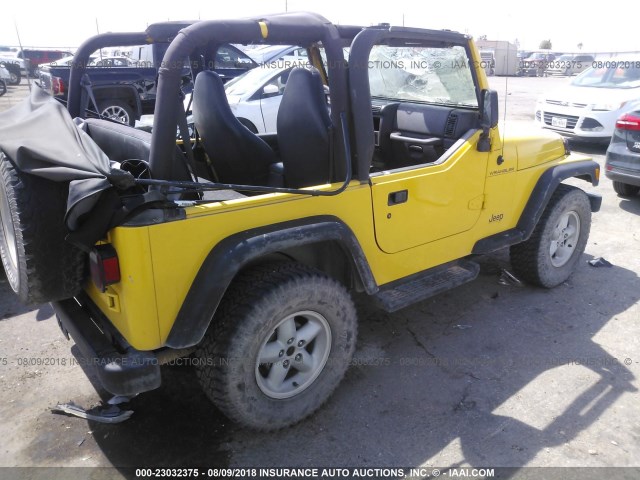 1J4FA29P51P322011 - 2001 JEEP WRANGLER / TJ SE YELLOW photo 4