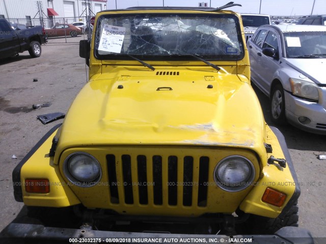 1J4FA29P51P322011 - 2001 JEEP WRANGLER / TJ SE YELLOW photo 6