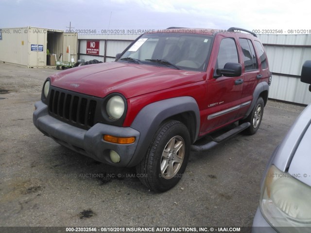 1J4GL48KX3W558999 - 2003 JEEP LIBERTY SPORT/FREEDOM RED photo 2