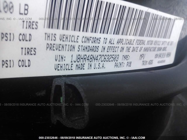 1J8HR48N47C632503 - 2007 JEEP GRAND CHEROKEE LAREDO/COLUMBIA/FREEDOM 黑色 照片 9