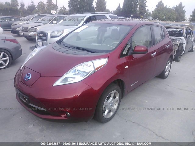 JN1AZ0CP3BT008911 - 2011 NISSAN LEAF SV/SL RED photo 2