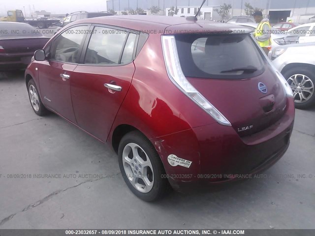 JN1AZ0CP3BT008911 - 2011 NISSAN LEAF SV/SL RED photo 3