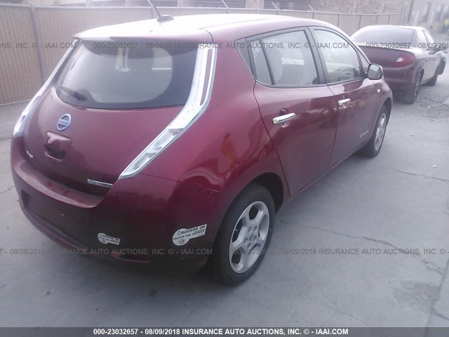 JN1AZ0CP3BT008911 - 2011 NISSAN LEAF SV/SL RED photo 4