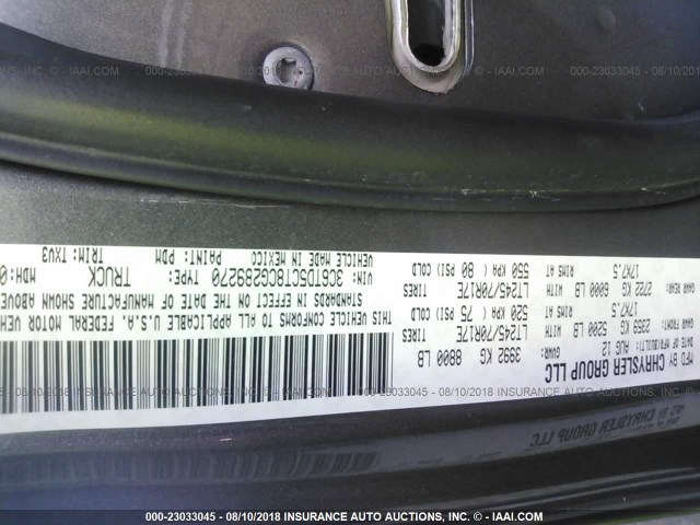 3C6TD5CT8CG289270 - 2012 DODGE RAM 2500 ST ნაცრისფერი ფოტო 9