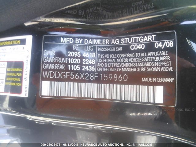 WDDGF56X28F159860 - 2008 MERCEDES-BENZ C 350 BLACK photo 9