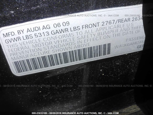 WAUKGAFB7AN004597 - 2010 AUDI A6 PRESTIGE შავი ფოტო 9