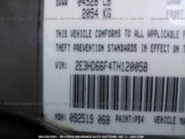 2E3HD66F4TH120058 - 1996 EAGLE VISION TSI GRAY photo 9