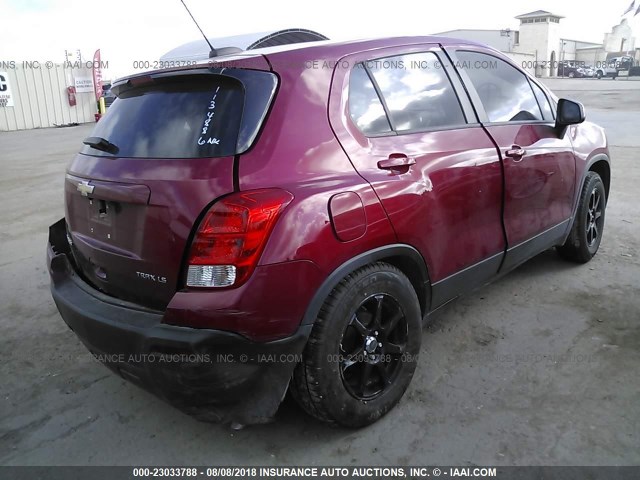 KL7CJKSB6FB089622 - 2015 CHEVROLET TRAX LS RED photo 4