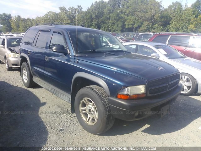 1D4HS38N43F576077 - 2003 DODGE DURANGO SPORT BLUE photo 1