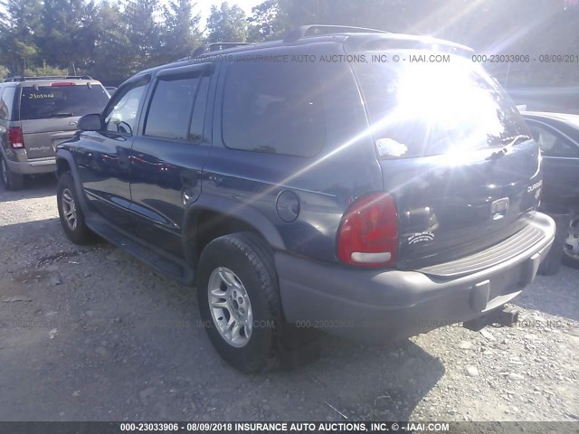 1D4HS38N43F576077 - 2003 DODGE DURANGO SPORT BLUE photo 3