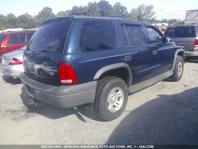 1D4HS38N43F576077 - 2003 DODGE DURANGO SPORT BLUE photo 4