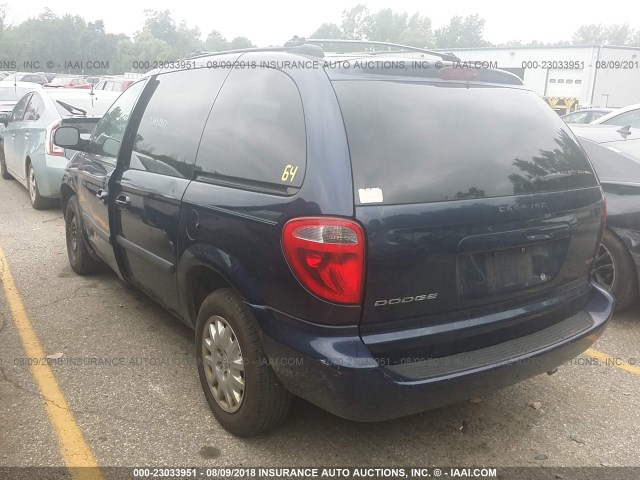 1D4GP45R76B577083 - 2006 DODGE CARAVAN SXT BLUE photo 3