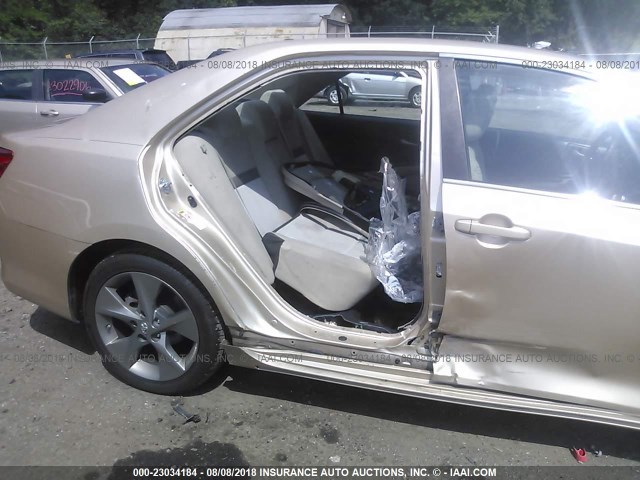 4T4BF1FK2CR198469 - 2012 TOYOTA CAMRY SE/LE/XLE GOLD photo 6