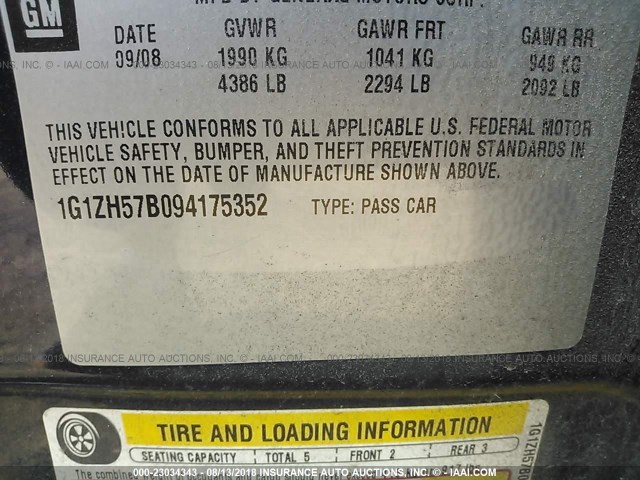 1G1ZH57B094175352 - 2009 CHEVROLET MALIBU 1LT 深蓝色 照片 9