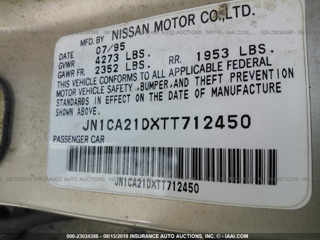 JN1CA21DXTT712450 - 1996 NISSAN MAXIMA GLE/GXE/SE TAN photo 9