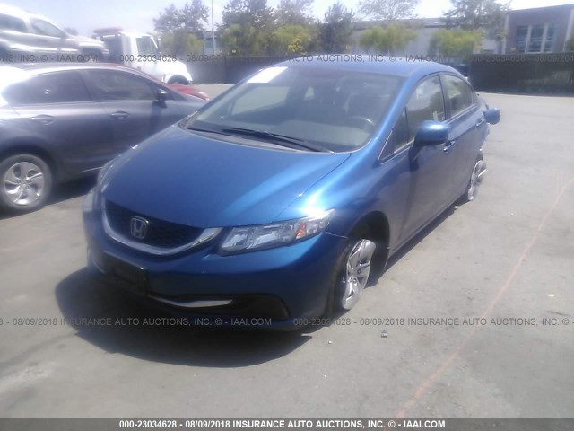 19XFB2F52DE285297 - 2013 HONDA CIVIC LX BLUE photo 2