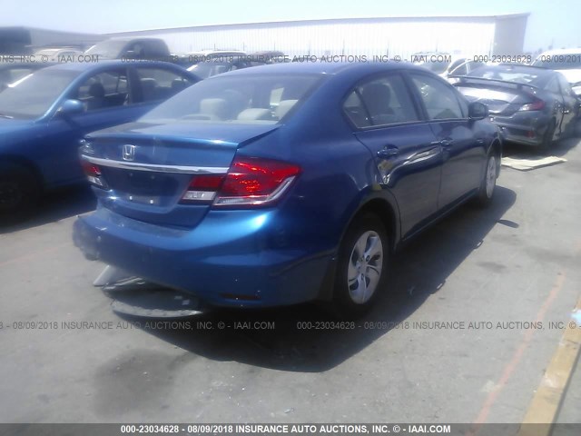 19XFB2F52DE285297 - 2013 HONDA CIVIC LX BLUE photo 4