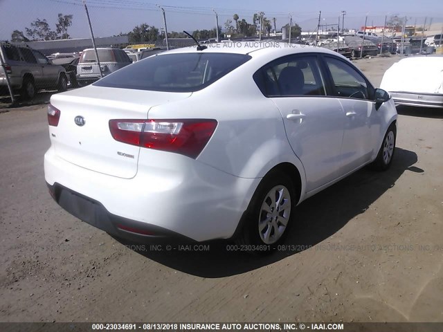 KNADN4A30D6207006 - 2013 KIA RIO EX/SX WHITE photo 4