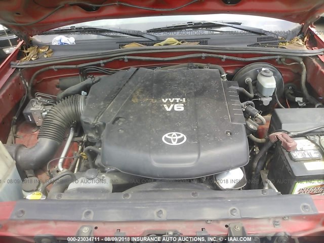 5TEJU62N48Z500193 - 2008 TOYOTA TACOMA DOUBLE CAB PRERUNNER RED photo 10