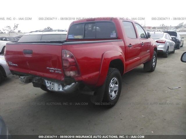 5TEJU62N48Z500193 - 2008 TOYOTA TACOMA DOUBLE CAB PRERUNNER RED photo 4