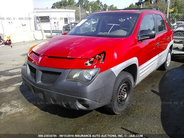 3G7DA03E81S533566 - 2001 PONTIAC AZTEK RED photo 2